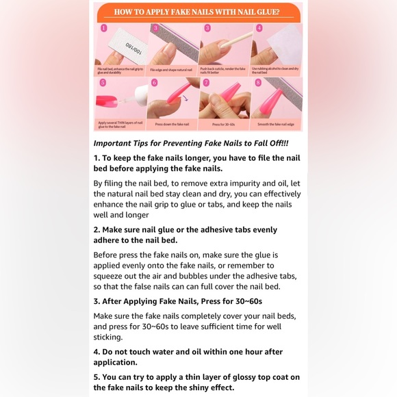 Press on Nails Long Coffin, 360PCS Fit Nicely & Natural Glossy, Complete Kit - Picture 12 of 13